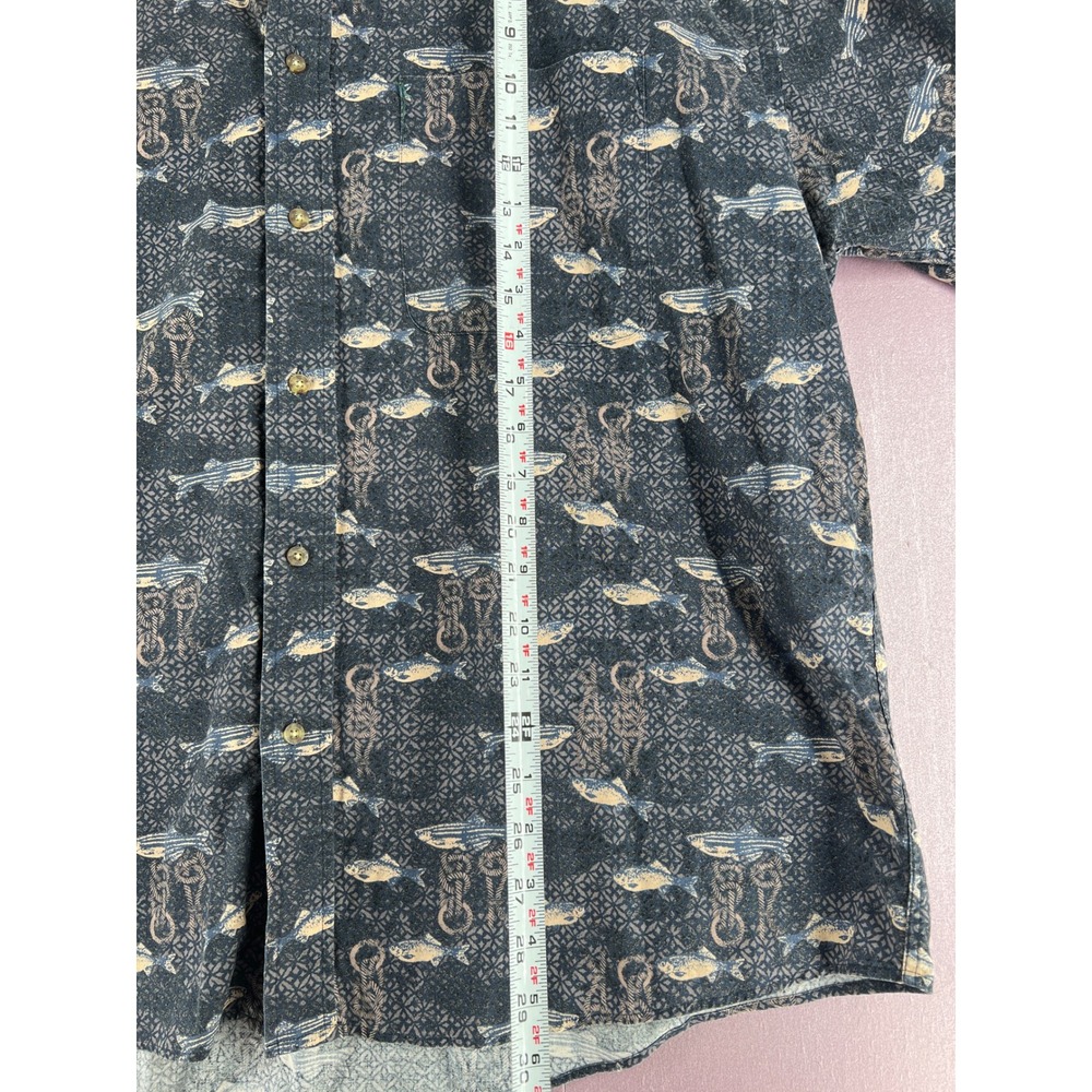 Fishermancore Mens 2XL Fish Print Cotton Short Sleeve Button Down Shirt - Picture 7 of 10